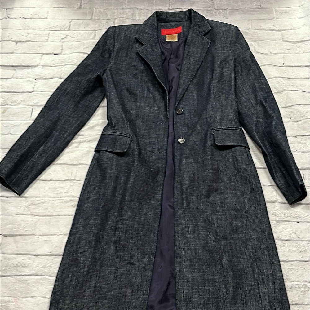 FCUK JEANS long, dark denim jacket size small
